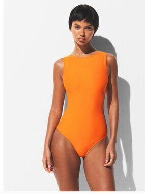 SKIMS Signature High Neck Swim One Piece – Tangerine (Size L) - NWT